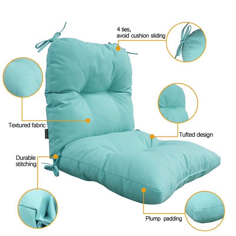 BOSSIMA Outdoor Chair Cushions, Fade Resistant Replacement Tufted Cushion for Patio Dining Chair, Set of 2 Olefin Taupe - Image 3